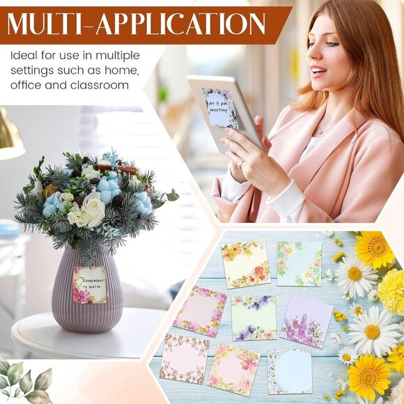 15 Pads Pop up Sticky Notes 3 x 3 Inch Floral Sticky Notes Refills Cute Sticky P - Picture 3 of 7